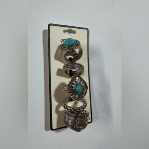Silver and Turquoise Ring Set